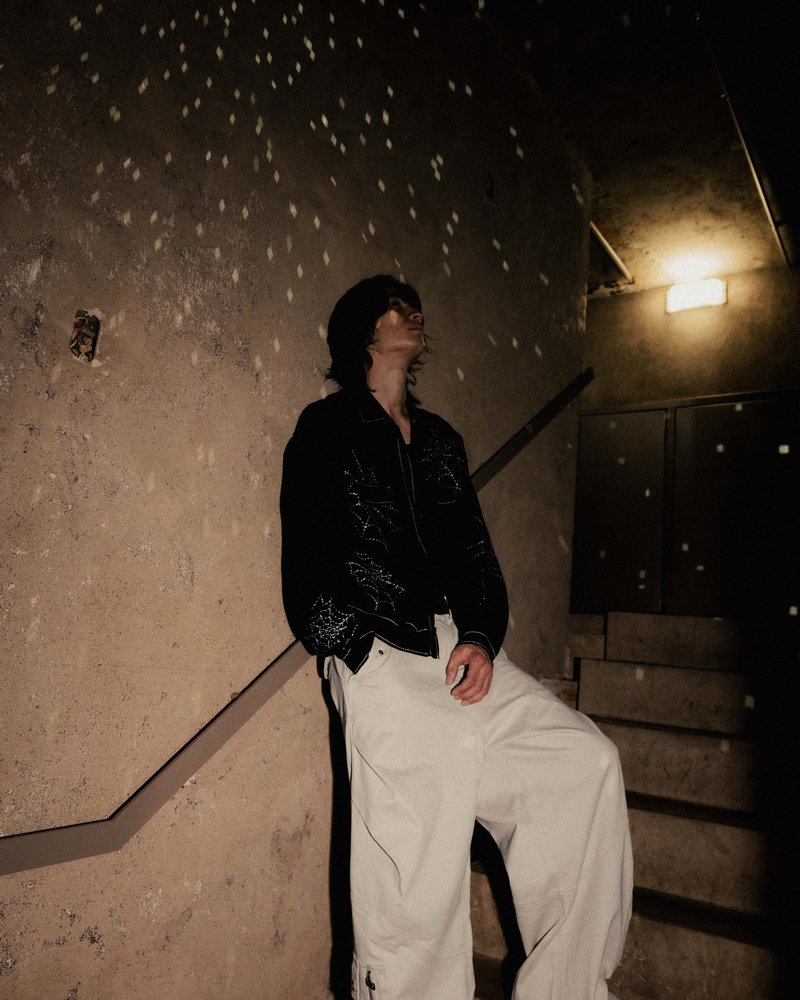 SPIDER STITCH KNIT SHIRT -BLACK-