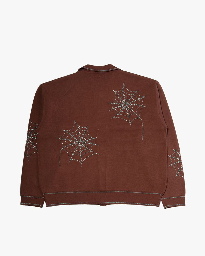 SPIDER STITCH KNIT SHIRT -BROWN-