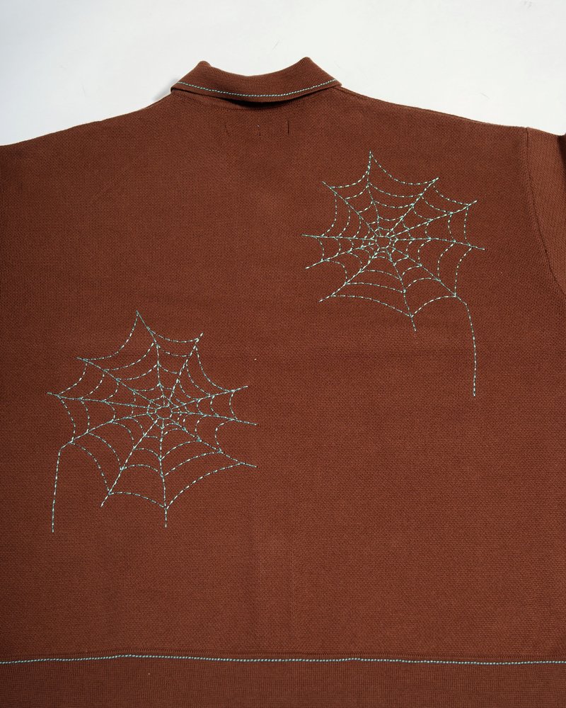 SPIDER STITCH KNIT SHIRT -BROWN-