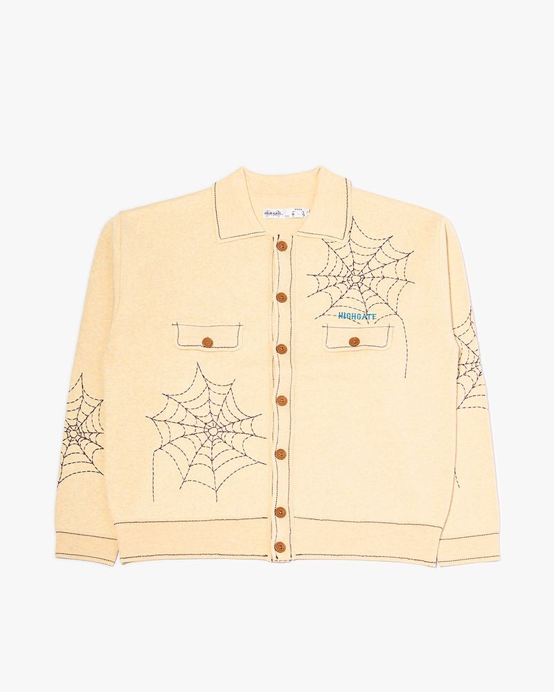 SPIDER STITCH KNIT SHIRT -OFF WHITE-