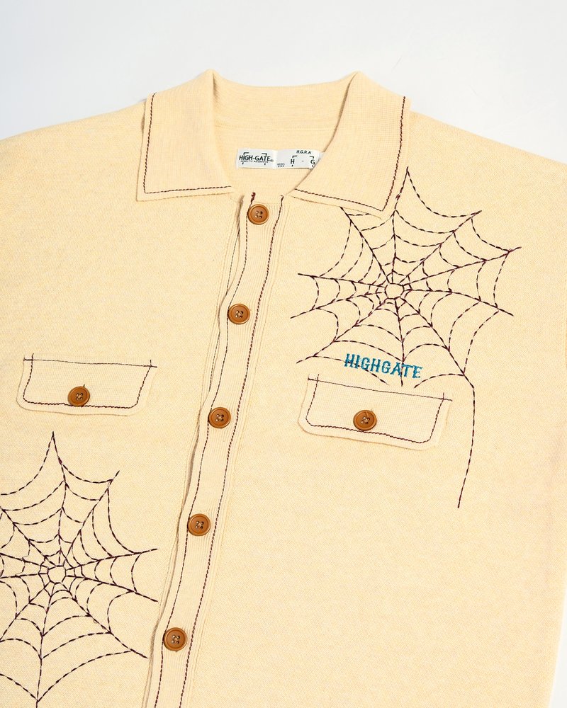 SPIDER STITCH KNIT SHIRT -OFF WHITE-