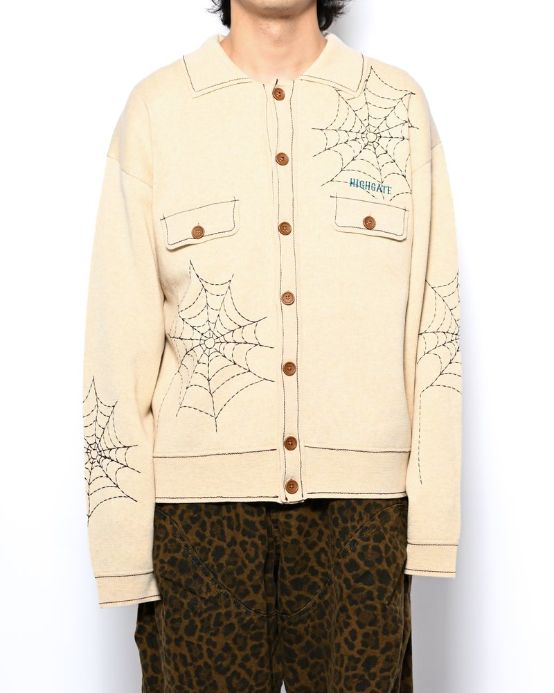 SPIDER STITCH KNIT SHIRT -OFF WHITE-