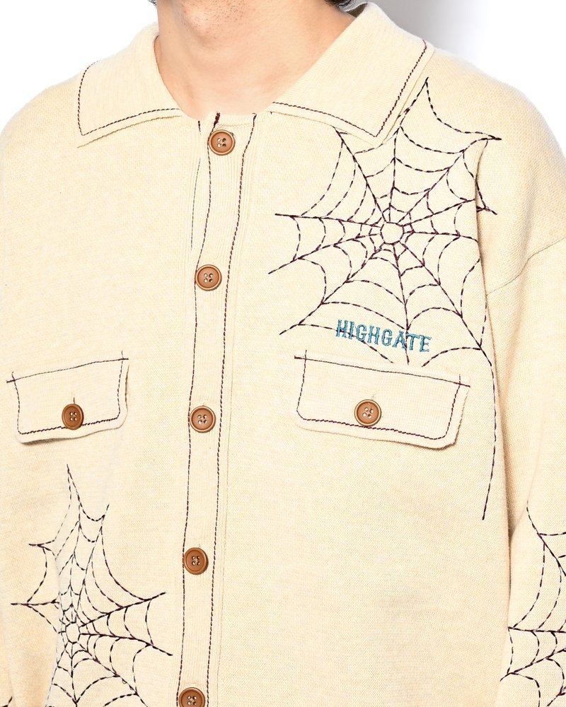 SPIDER STITCH KNIT SHIRT -OFF WHITE-