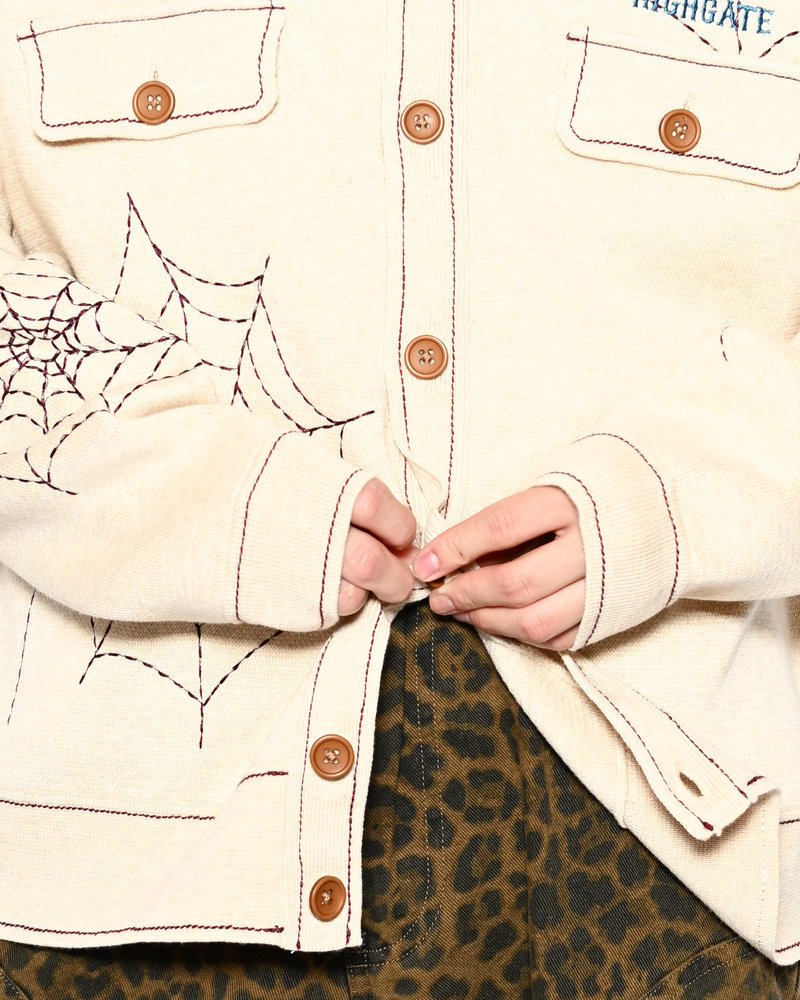 SPIDER STITCH KNIT SHIRT -OFF WHITE-