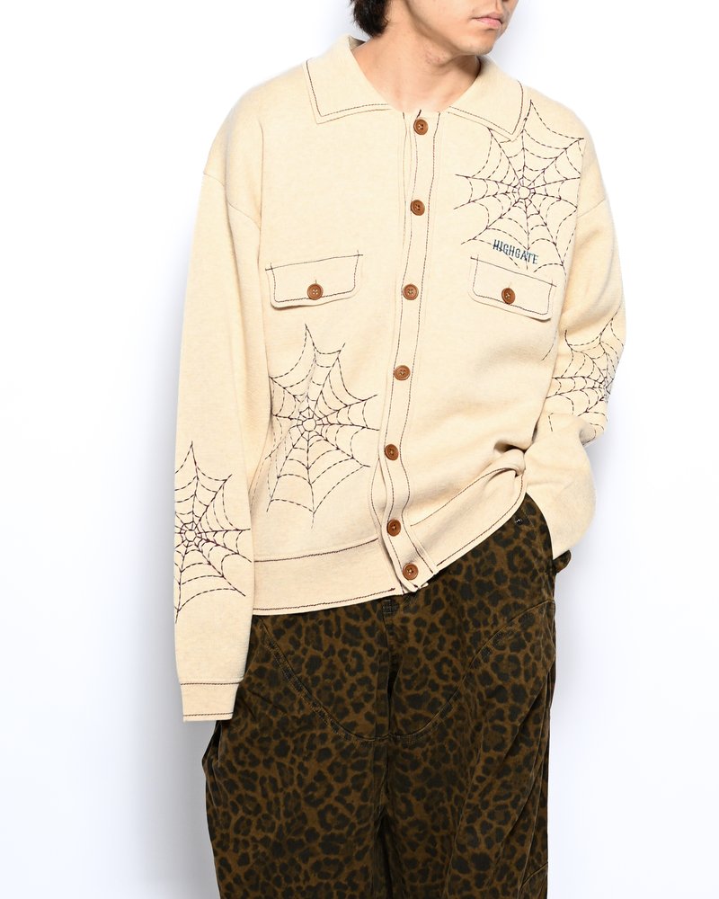 SPIDER STITCH KNIT SHIRT -OFF WHITE-