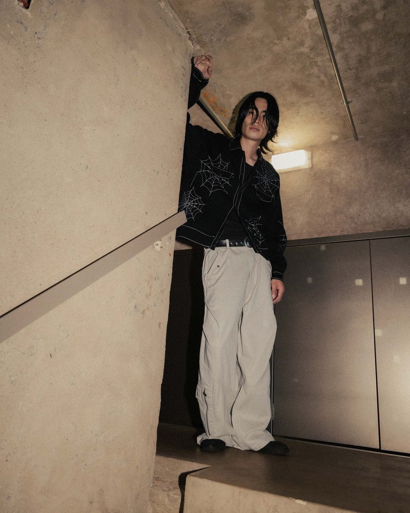 SPIDER STITCH KNIT SHIRT -OFF WHITE-