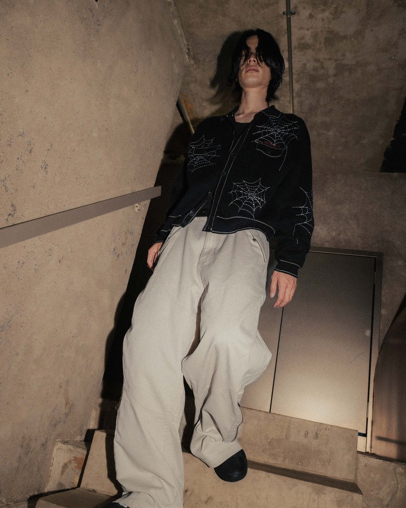 SPIDER STITCH KNIT SHIRT -OFF WHITE-