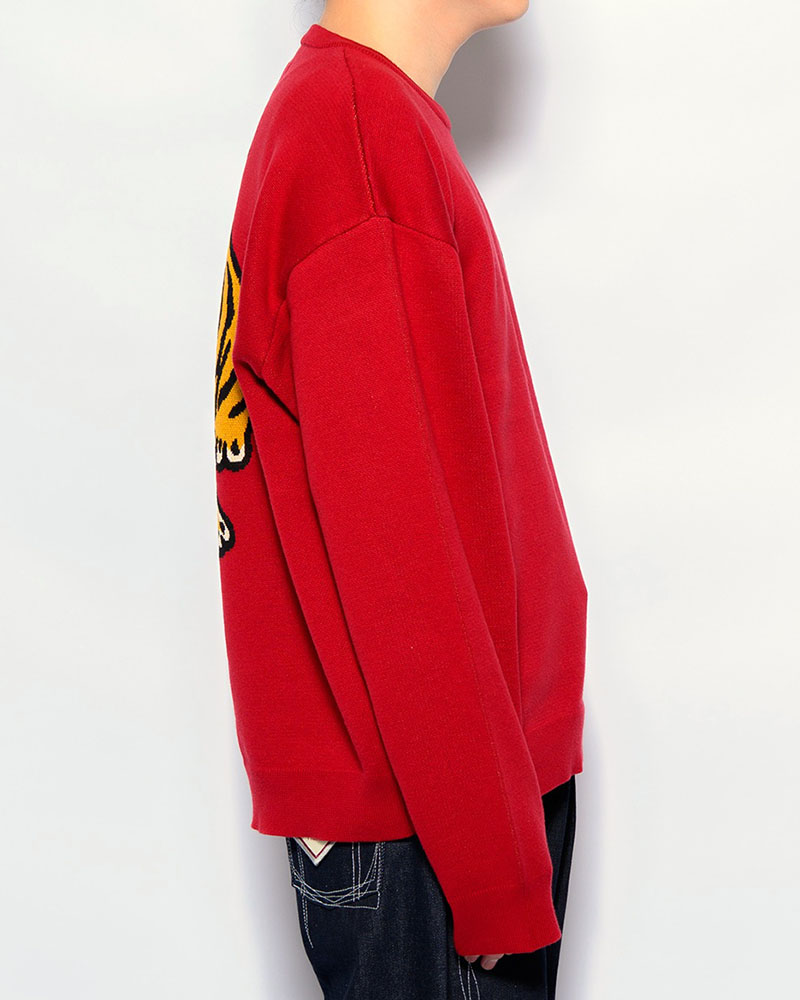 DEFORMED TIGER KNIT -RED-