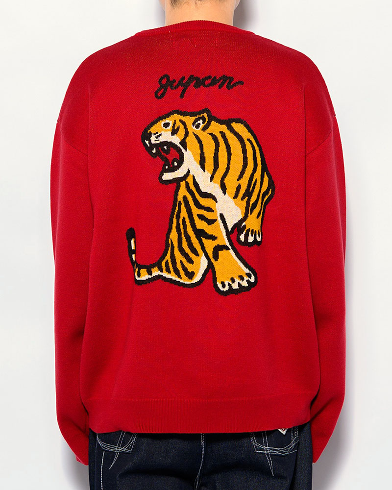 DEFORMED TIGER KNIT -RED-