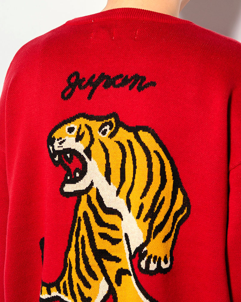 DEFORMED TIGER KNIT -RED-