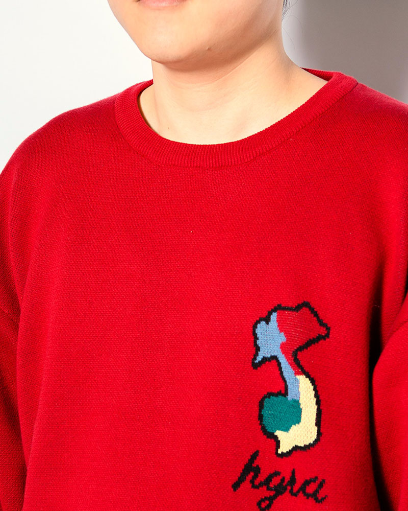 DEFORMED TIGER KNIT -RED-