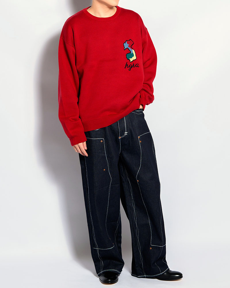DEFORMED TIGER KNIT -RED-