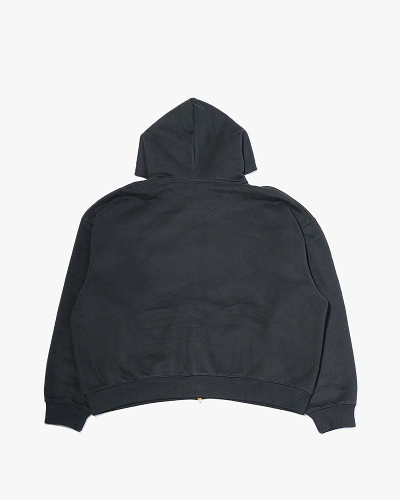 SHOT MESSAGE ZIP HOODIE -BLACK-