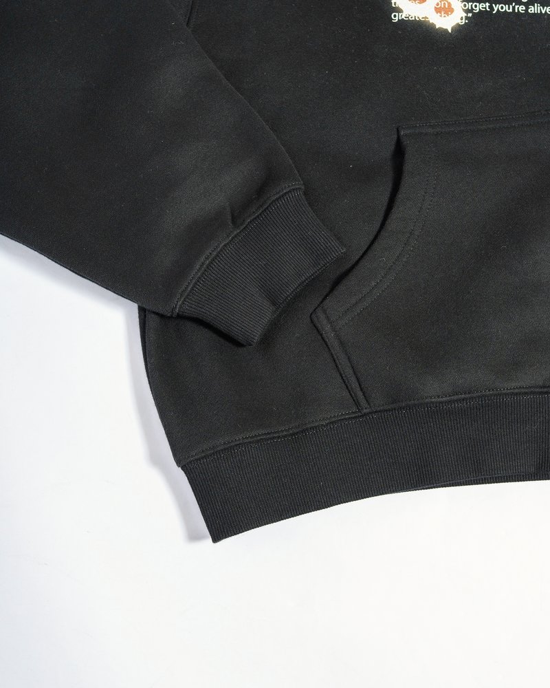 SHOT MESSAGE ZIP HOODIE -BLACK-
