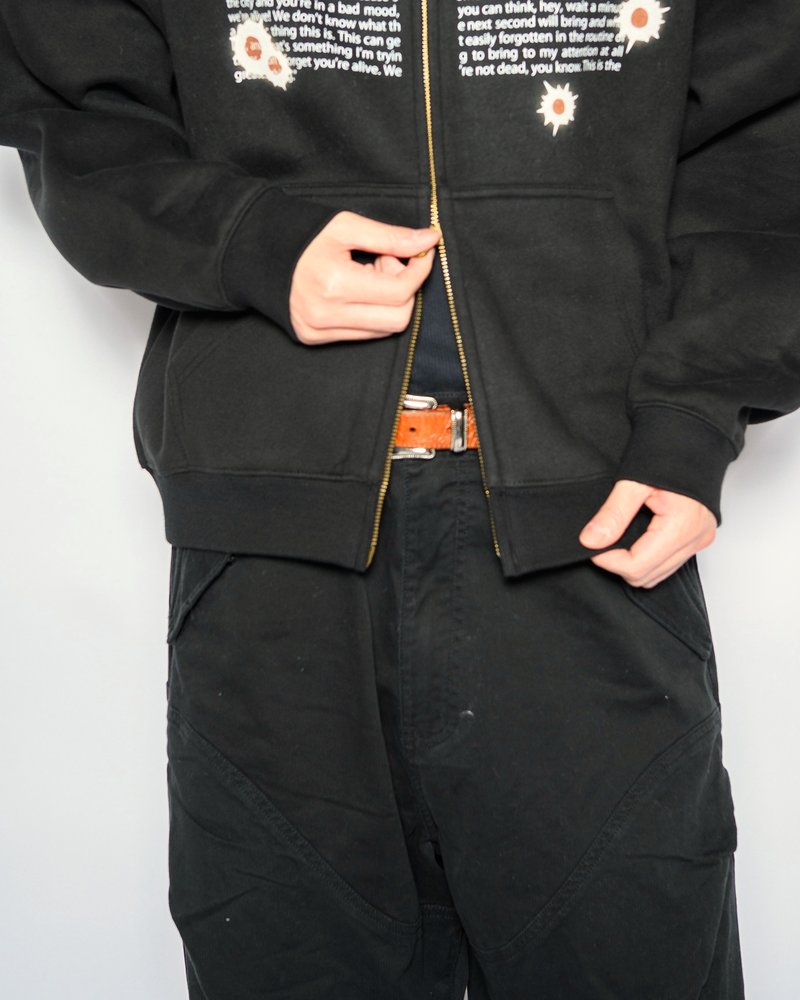 SHOT MESSAGE ZIP HOODIE -BLACK-