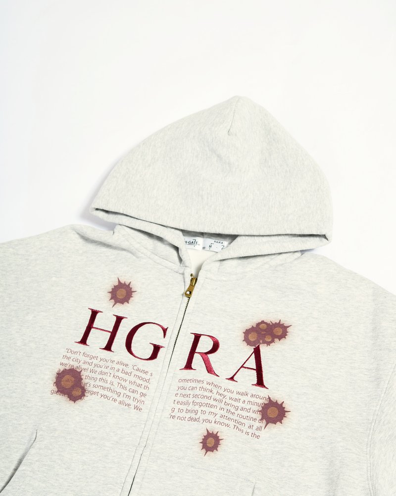 SHOT MESSAGE ZIP HOODIE -H GRAY-