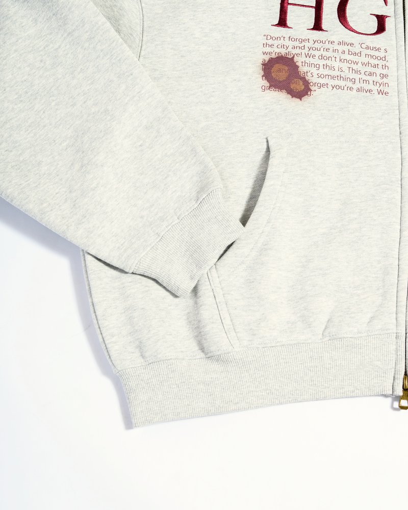 SHOT MESSAGE ZIP HOODIE -H GRAY-