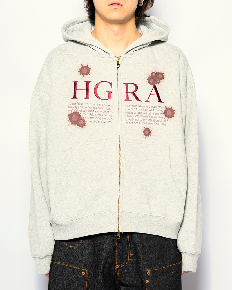 SHOT MESSAGE ZIP HOODIE -H GRAY-