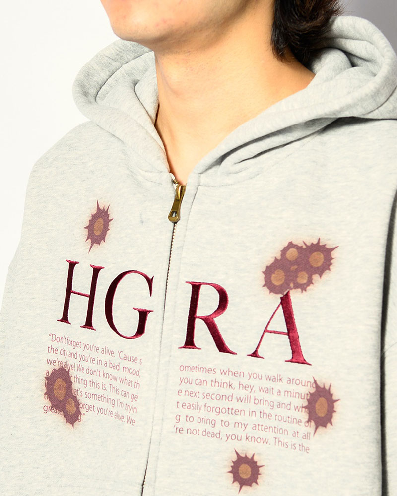 SHOT MESSAGE ZIP HOODIE -H GRAY-