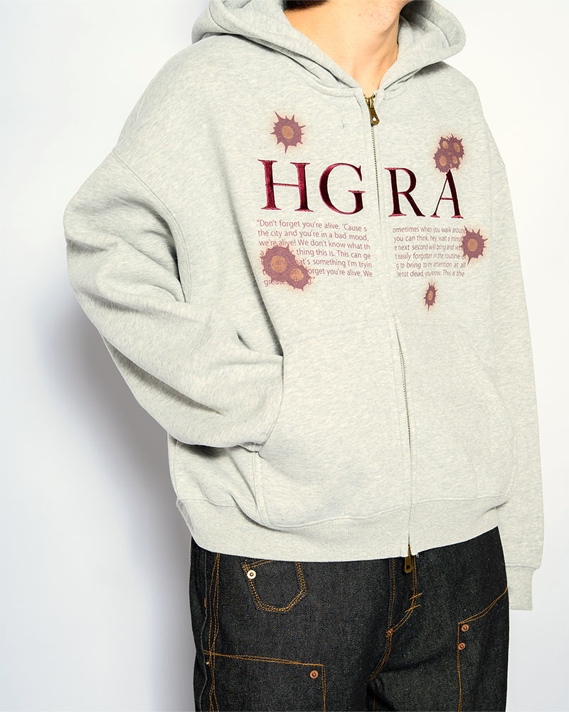 SHOT MESSAGE ZIP HOODIE -H GRAY-