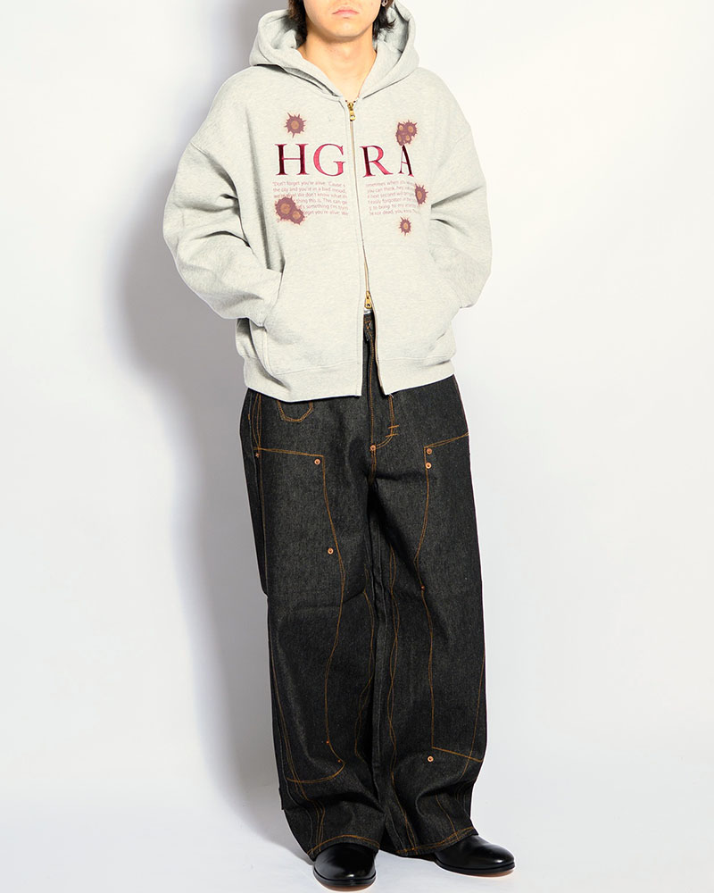 SHOT MESSAGE ZIP HOODIE -H GRAY-