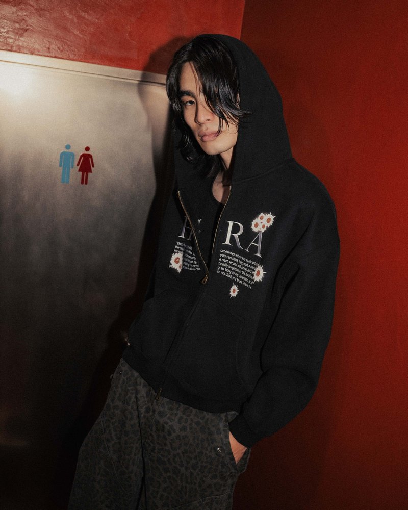 SHOT MESSAGE ZIP HOODIE -H GRAY-