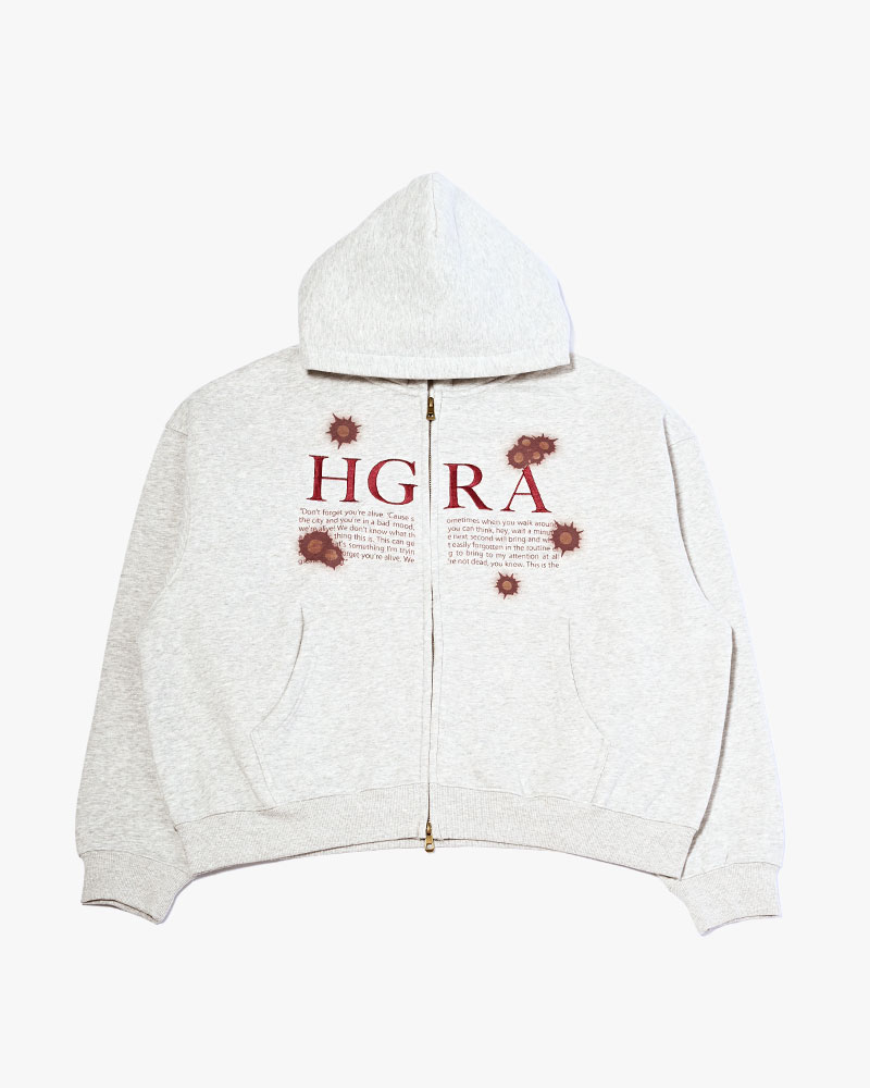 SHOT MESSAGE ZIP HOODIE -H GRAY-
