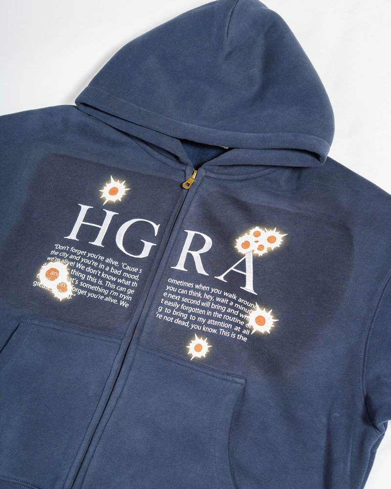 SHOT MESSAGE ZIP HOODIE -NAVY-