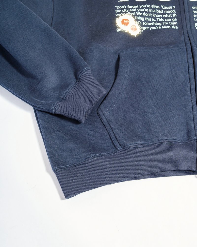 SHOT MESSAGE ZIP HOODIE -NAVY-