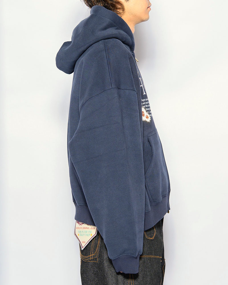SHOT MESSAGE ZIP HOODIE -NAVY-