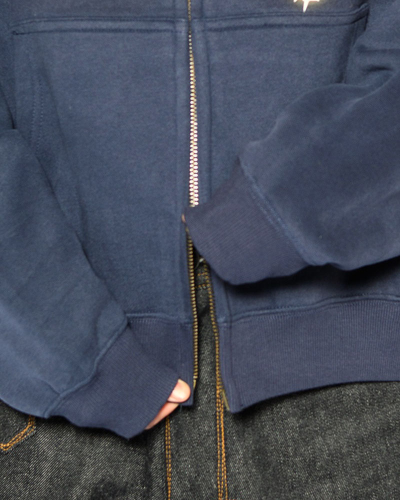 SHOT MESSAGE ZIP HOODIE -NAVY-