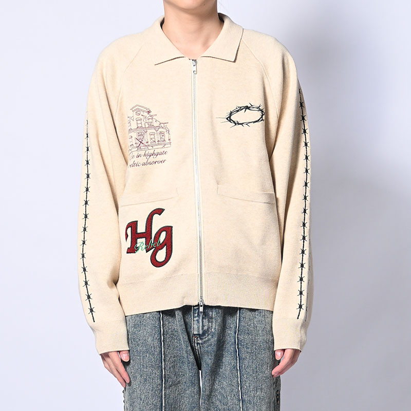 BARBED WIRE KNIT TRACK JACKET -3.COLOR-