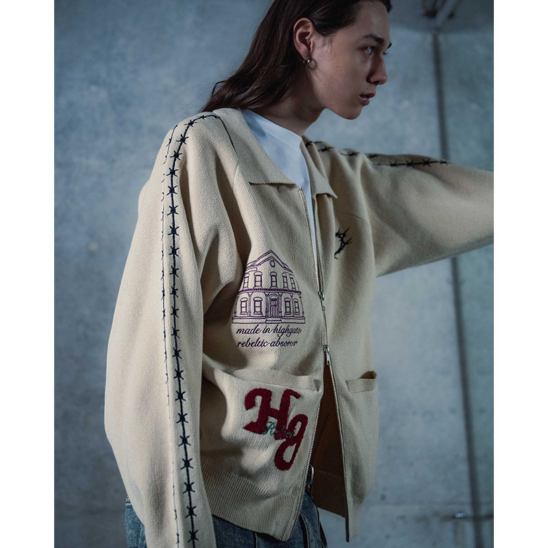 BARBED WIRE KNIT TRACK JACKET -3.COLOR-