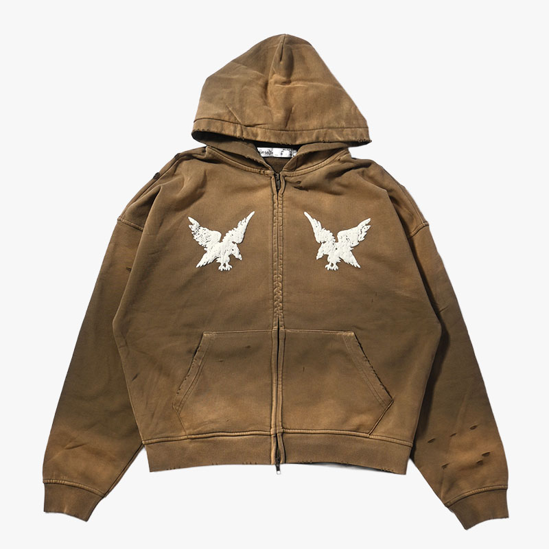 FADE SUKA ZIP HOODIE -2.COLOR-(KHAKI)