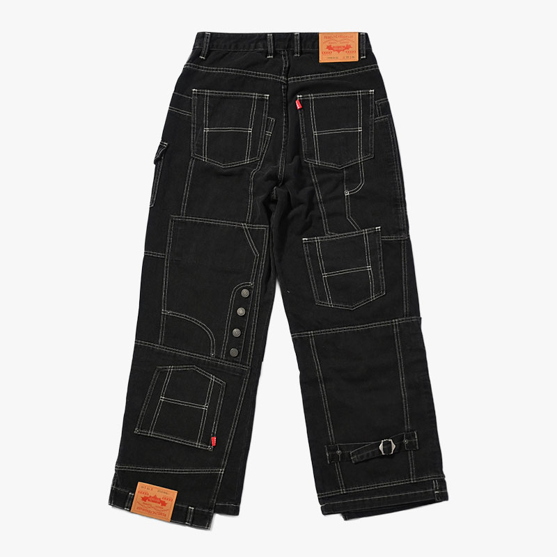 CLUSTERS DENIM PANTS -BLACK-