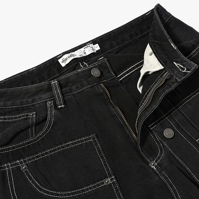 CLUSTERS DENIM PANTS -BLACK-