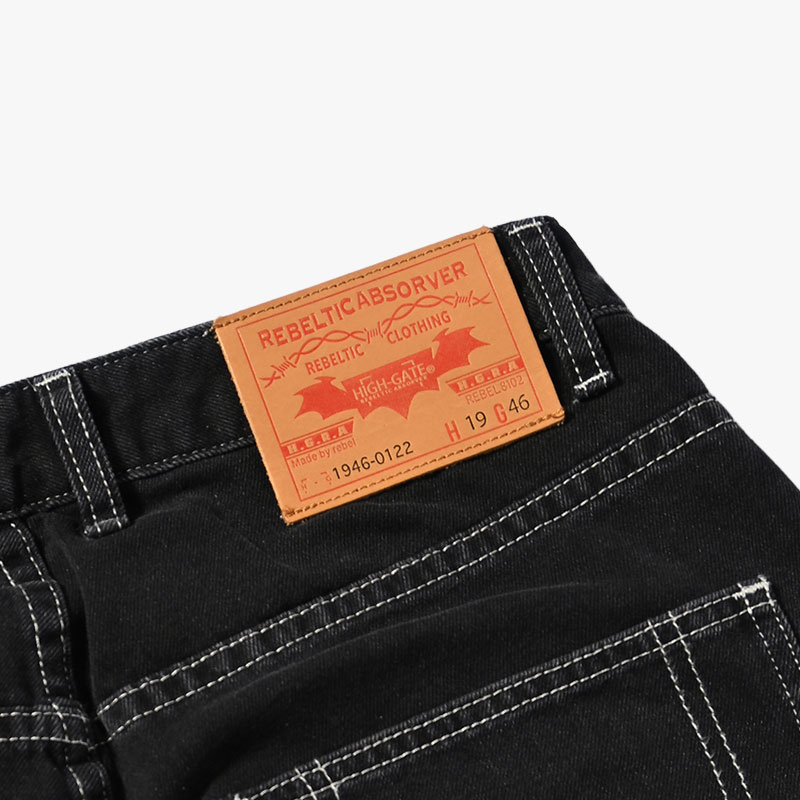 CLUSTERS DENIM PANTS -BLACK-