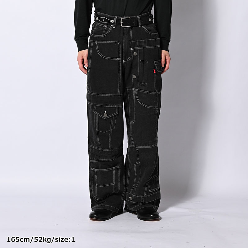 CLUSTERS DENIM PANTS -BLACK-