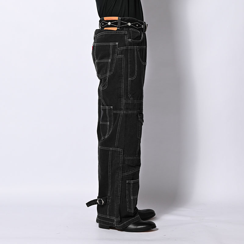 CLUSTERS DENIM PANTS -BLACK-