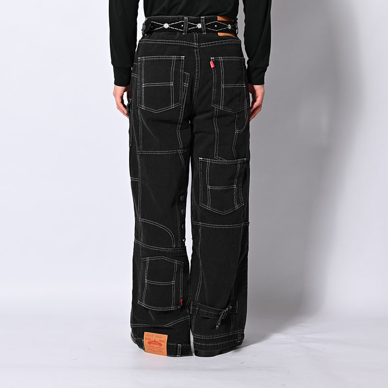 CLUSTERS DENIM PANTS -BLACK-