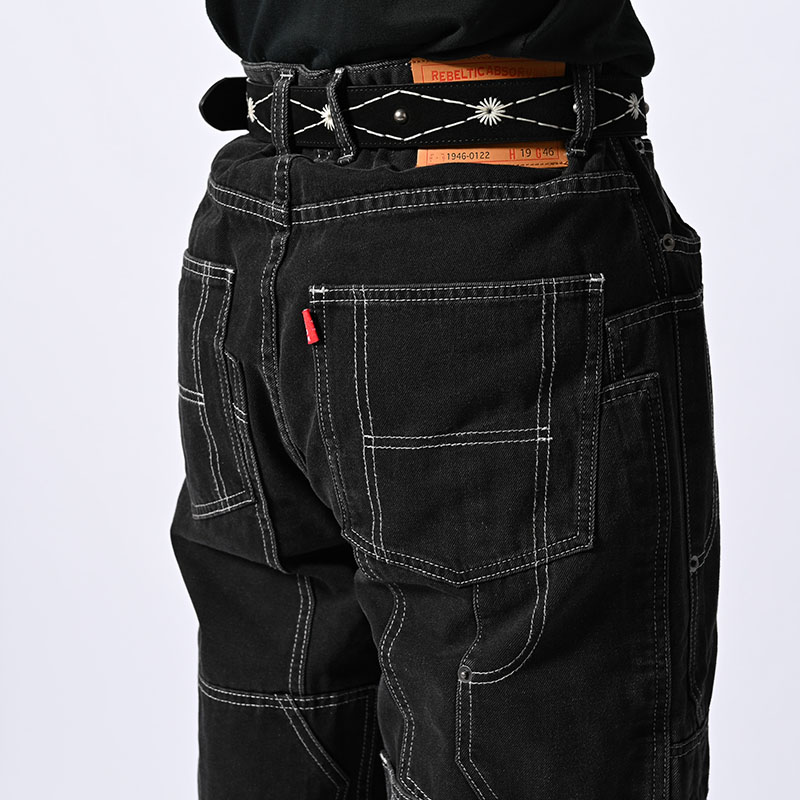 CLUSTERS DENIM PANTS -BLACK-