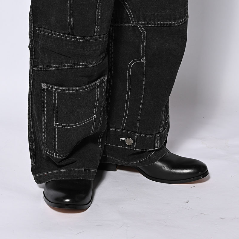 CLUSTERS DENIM PANTS -BLACK-
