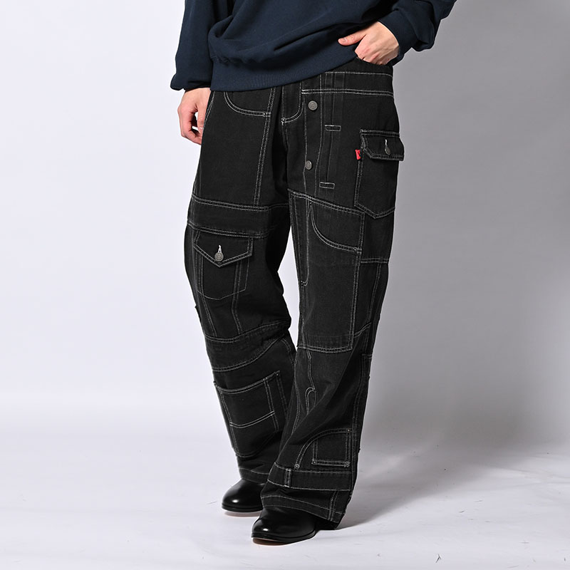 CLUSTERS DENIM PANTS -BLACK-