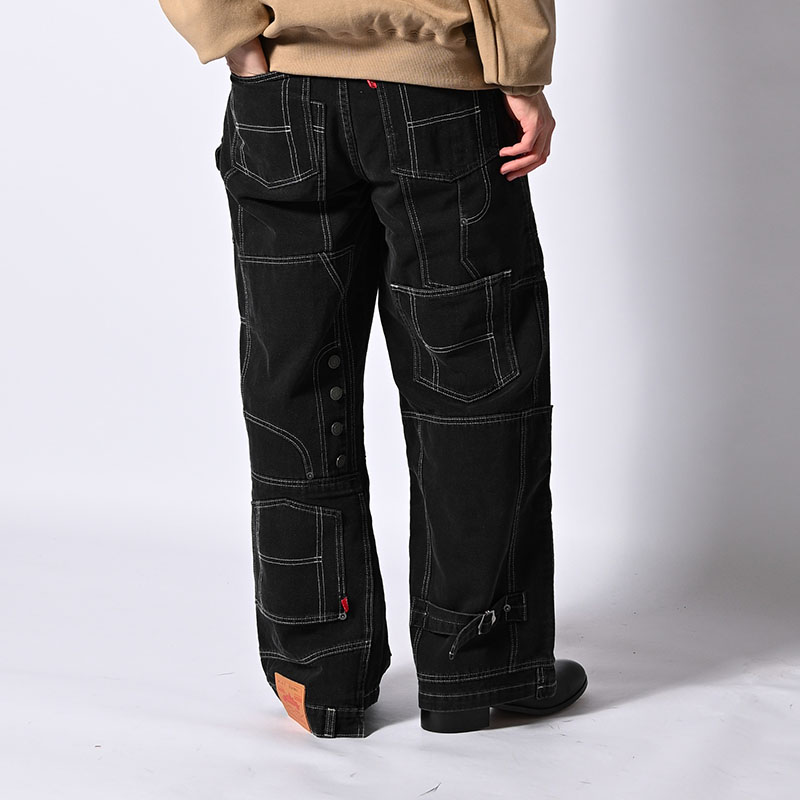 CLUSTERS DENIM PANTS -BLACK-