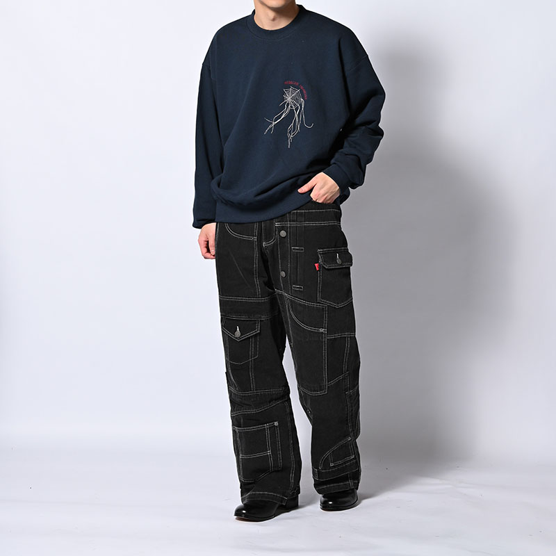 CLUSTERS DENIM PANTS -BLACK-