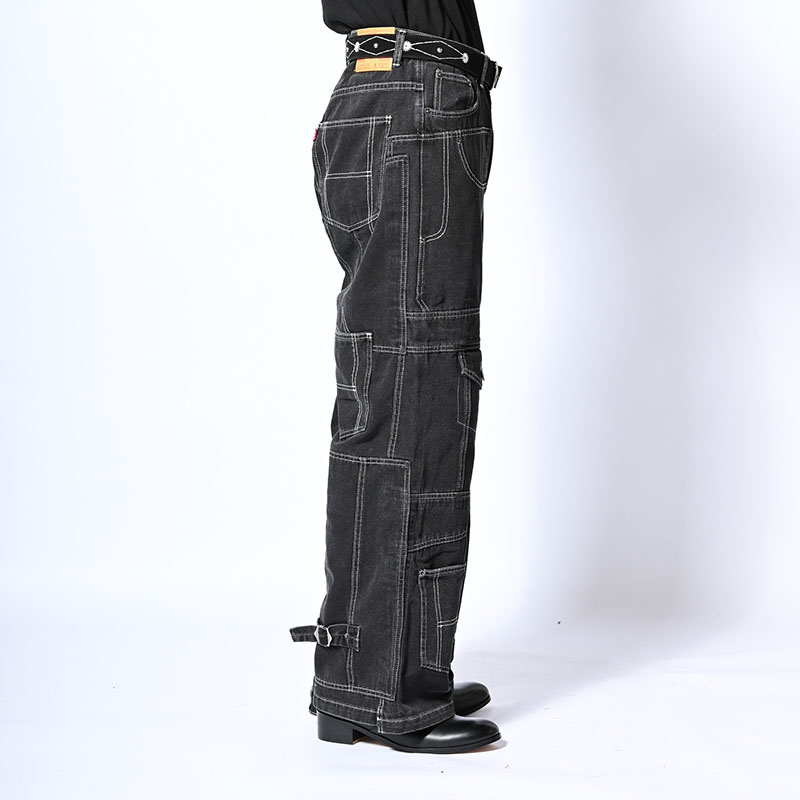 CLUSTERS DENIM PANTS -BLACK-