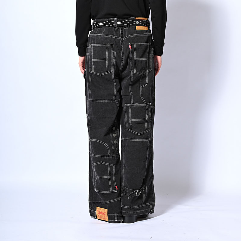 CLUSTERS DENIM PANTS -BLACK-