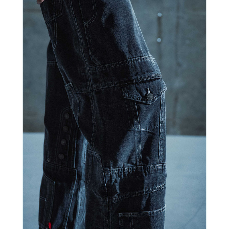 CLUSTERS DENIM PANTS -BLACK-