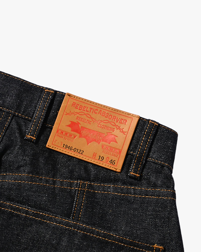 HALF DOUBLE KNEE BAGGY DENIM -BLACK-