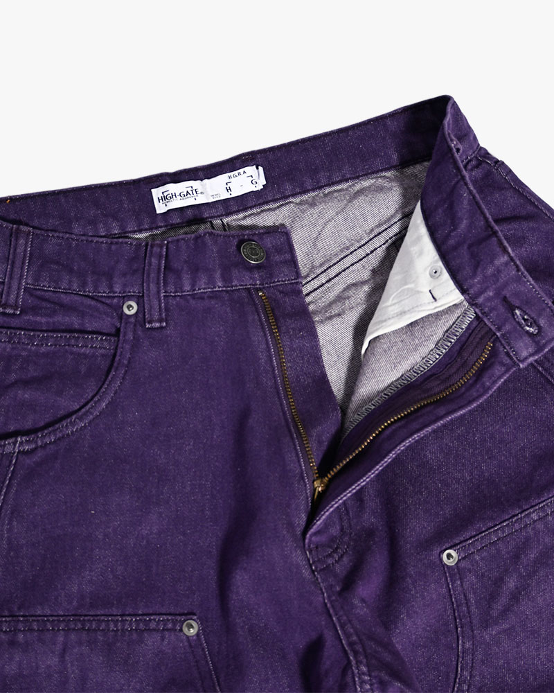 HALF DOUBLE KNEE BAGGY DENIM -PURPLE-